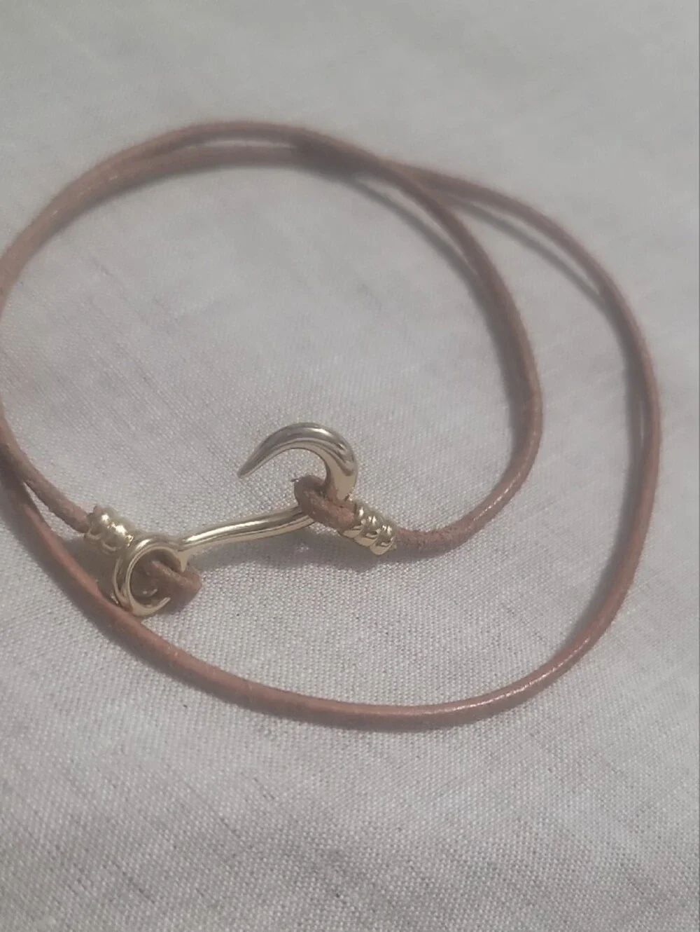 Gold Fish  Hook  Brown Leather Wrap Bracelet New